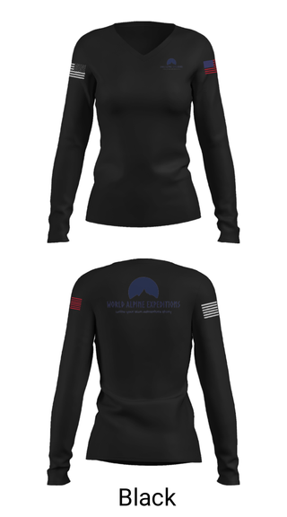 Women's Long Sleeve Vneck Shirt, World Alpine Expeditions, , Teamtime, Team time, sublimation, custom sports apparel, team uniforms, spirit wear, spiritwear, sports uniforms, custom shirts, team store, custom team store, fundraiser sports, apparel fundraiser