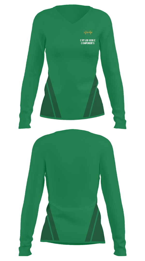 Women's Long Sleeve Vneck Shirt, Cutler Ridge Components, , Teamtime, Team time, sublimation, custom sports apparel, team uniforms, spirit wear, spiritwear, sports uniforms, custom shirts, team store, custom team store, fundraiser sports, apparel fundraiser