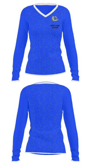 Women's Long Sleeve Vneck Shirt, Notre Dame Academy, , Teamtime, Team time, sublimation, custom sports apparel, team uniforms, spirit wear, spiritwear, sports uniforms, custom shirts, team store, custom team store, fundraiser sports, apparel fundraiser