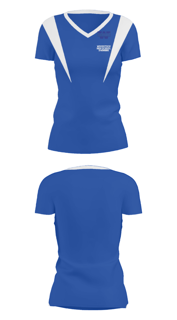 Women's Short Sleeve Vneck Shirt, Woodstock High School Swimming, Swimming, Teamtime, Team time, sublimation, custom sports apparel, team uniforms, spirit wear, spiritwear, sports uniforms, custom shirts, team store, custom team store, fundraiser sports, apparel fundraiser