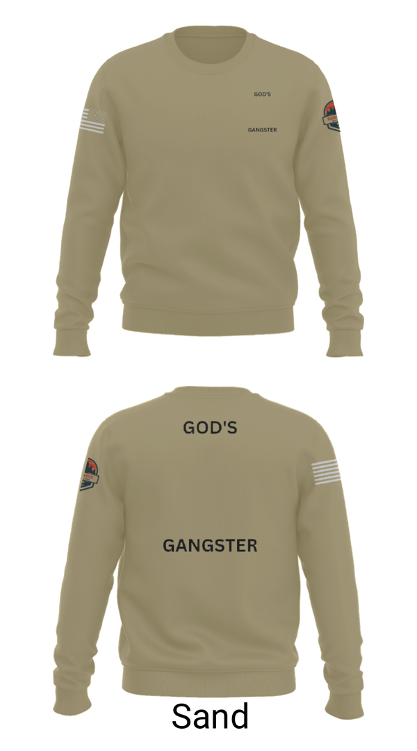 Crew Neck Sweatshirt, GOD'S GANGSTER, Baseball, Teamtime, Team time, sublimation, custom sports apparel, team uniforms, spirit wear, spiritwear, sports uniforms, custom shirts, team store, custom team store, fundraiser sports, apparel fundraiser