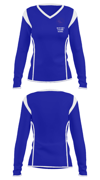 Women's Long Sleeve Vneck Shirt, Westbury Friends School, Spirit Store, Teamtime, Team time, sublimation, custom sports apparel, team uniforms, spirit wear, spiritwear, sports uniforms, custom shirts, team store, custom team store, fundraiser sports, apparel fundraiser