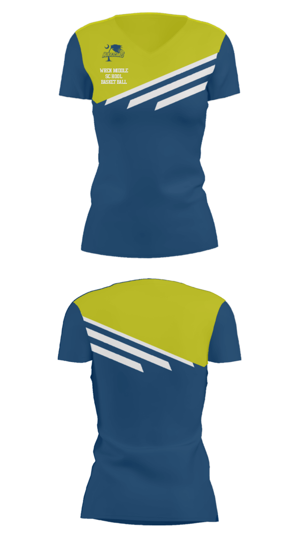 Women's Short Sleeve Vneck Shirt, Wren Middle School Basketball, Men's Basketball, Teamtime, Team time, sublimation, custom sports apparel, team uniforms, spirit wear, spiritwear, sports uniforms, custom shirts, team store, custom team store, fundraiser sports, apparel fundraiser