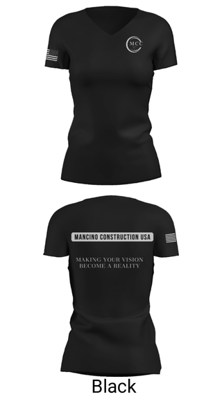 Women's Short Sleeve Vneck Shirt, Mancino Construction USA, , Teamtime, Team time, sublimation, custom sports apparel, team uniforms, spirit wear, spiritwear, sports uniforms, custom shirts, team store, custom team store, fundraiser sports, apparel fundraiser