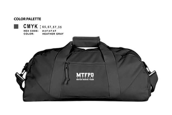 Duffle Bag, MTFPD Water Rescue Teams, Fire Department, Teamtime, Team time, sublimation, custom sports apparel, team uniforms, spirit wear, spiritwear, sports uniforms, custom shirts, team store, custom team store, fundraiser sports, apparel fundraiser