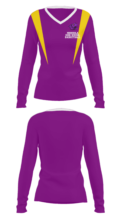 Minneola High School Basketball 37535361 Women's Long Sleeve V-neck Shirt - 29