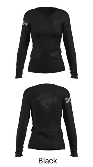 Women's Long Sleeve Vneck Shirt, Woodys Hawaiian bbq, , Teamtime, Team time, sublimation, custom sports apparel, team uniforms, spirit wear, spiritwear, sports uniforms, custom shirts, team store, custom team store, fundraiser sports, apparel fundraiser