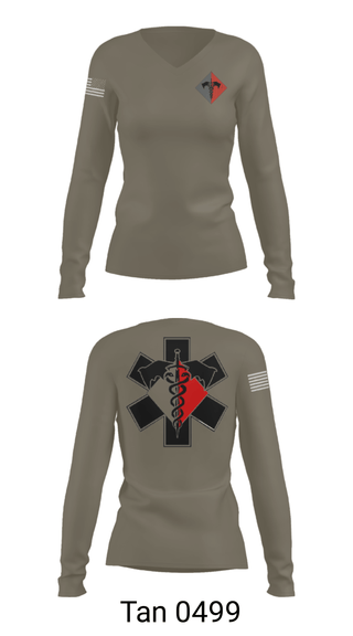 Women's Long Sleeve Vneck Shirt, , Army, Teamtime, Team time, sublimation, custom sports apparel, team uniforms, spirit wear, spiritwear, sports uniforms, custom shirts, team store, custom team store, fundraiser sports, apparel fundraiser