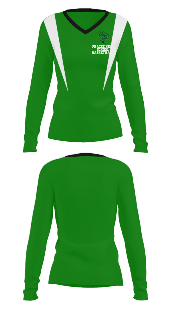 Women's Long Sleeve Vneck Shirt, Frazee High School Basketball, Men's Basketball, Teamtime, Team time, sublimation, custom sports apparel, team uniforms, spirit wear, spiritwear, sports uniforms, custom shirts, team store, custom team store, fundraiser sports, apparel fundraiser