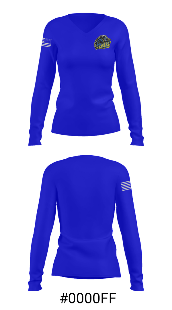 Women's Long Sleeve Vneck Shirt, Lake Region High School Ice Hockey, Ice Hockey, Teamtime, Team time, sublimation, custom sports apparel, team uniforms, spirit wear, spiritwear, sports uniforms, custom shirts, team store, custom team store, fundraiser sports, apparel fundraiser