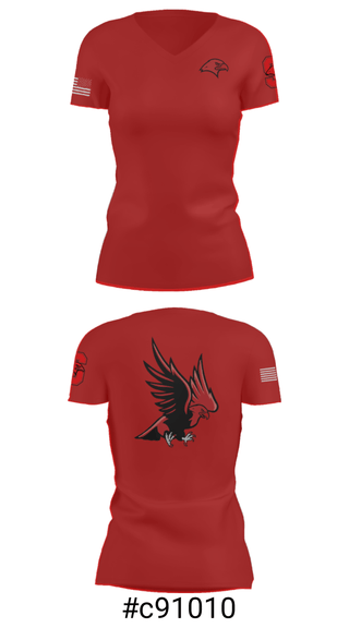 Women's Short Sleeve Vneck Shirt, Saranac Youth Wrestling Club - Redhawks, Wrestling, Teamtime, Team time, sublimation, custom sports apparel, team uniforms, spirit wear, spiritwear, sports uniforms, custom shirts, team store, custom team store, fundraiser sports, apparel fundraiser