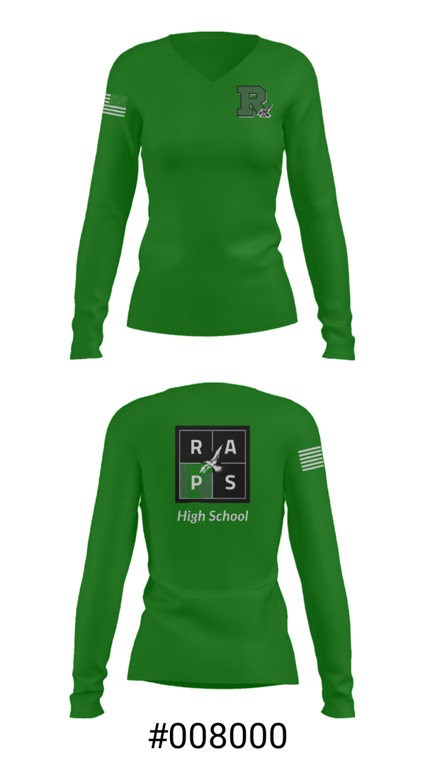 Women's Long Sleeve Vneck Shirt, Rapoport Academy Public School-Meyer High School Basketball, Women's Basketball, Teamtime, Team time, sublimation, custom sports apparel, team uniforms, spirit wear, spiritwear, sports uniforms, custom shirts, team store, custom team store, fundraiser sports, apparel fundraiser