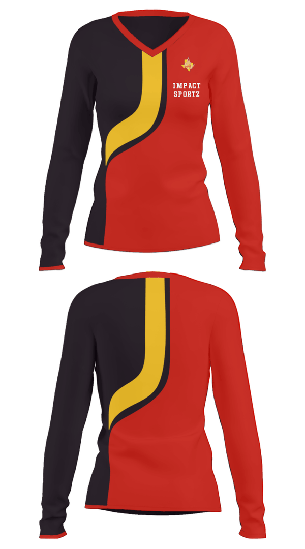 Women's Long Sleeve Vneck Shirt, Impact Sportz, Spirit Store, Teamtime, Team time, sublimation, custom sports apparel, team uniforms, spirit wear, spiritwear, sports uniforms, custom shirts, team store, custom team store, fundraiser sports, apparel fundraiser