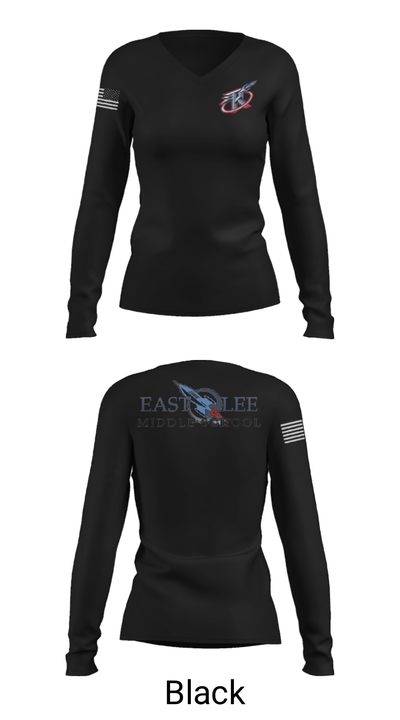 East Lee Middle School 12077340 Women's Long Sleeve V-neck Shirt - 13