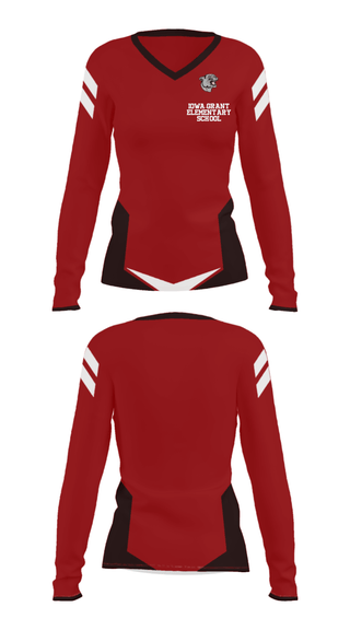 Women's Long Sleeve Vneck Shirt, Iowa-Grant Elementary School, Spirit Store, Teamtime, Team time, sublimation, custom sports apparel, team uniforms, spirit wear, spiritwear, sports uniforms, custom shirts, team store, custom team store, fundraiser sports, apparel fundraiser