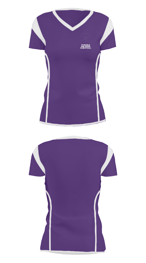 Women's Short Sleeve Vneck Shirt, Stockdale High School Basketball, Women's Basketball, Teamtime, Team time, sublimation, custom sports apparel, team uniforms, spirit wear, spiritwear, sports uniforms, custom shirts, team store, custom team store, fundraiser sports, apparel fundraiser