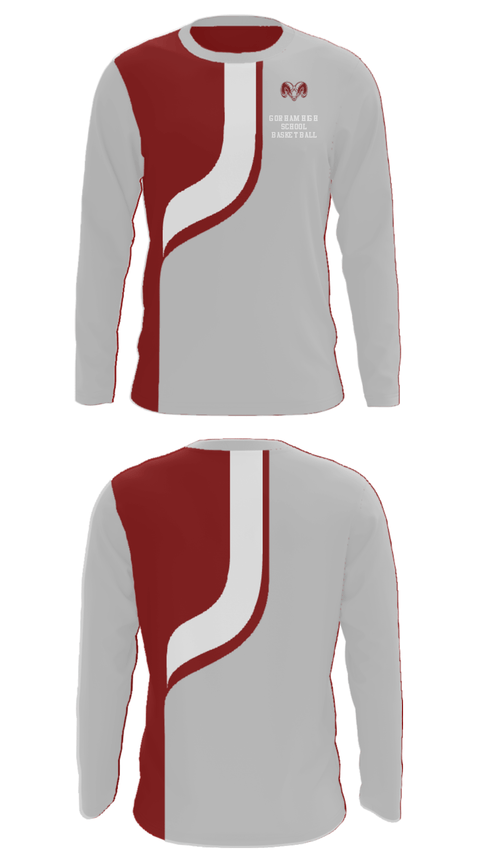 Long Sleeve Performance Shirt, Gorham High School Basketball, Women's Basketball, Teamtime, Team time, sublimation, custom sports apparel, team uniforms, spirit wear, spiritwear, sports uniforms, custom shirts, team store, custom team store, fundraiser sports, apparel fundraiser