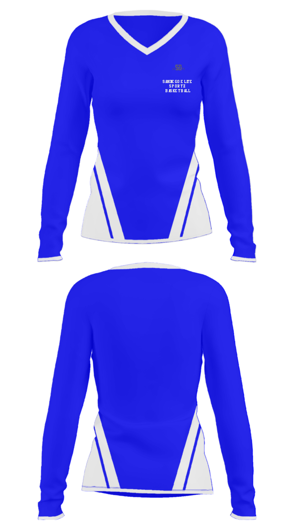 Women's Long Sleeve Vneck Shirt, San Diego Elite Sportz Basketball, Men's Basketball, Teamtime, Team time, sublimation, custom sports apparel, team uniforms, spirit wear, spiritwear, sports uniforms, custom shirts, team store, custom team store, fundraiser sports, apparel fundraiser