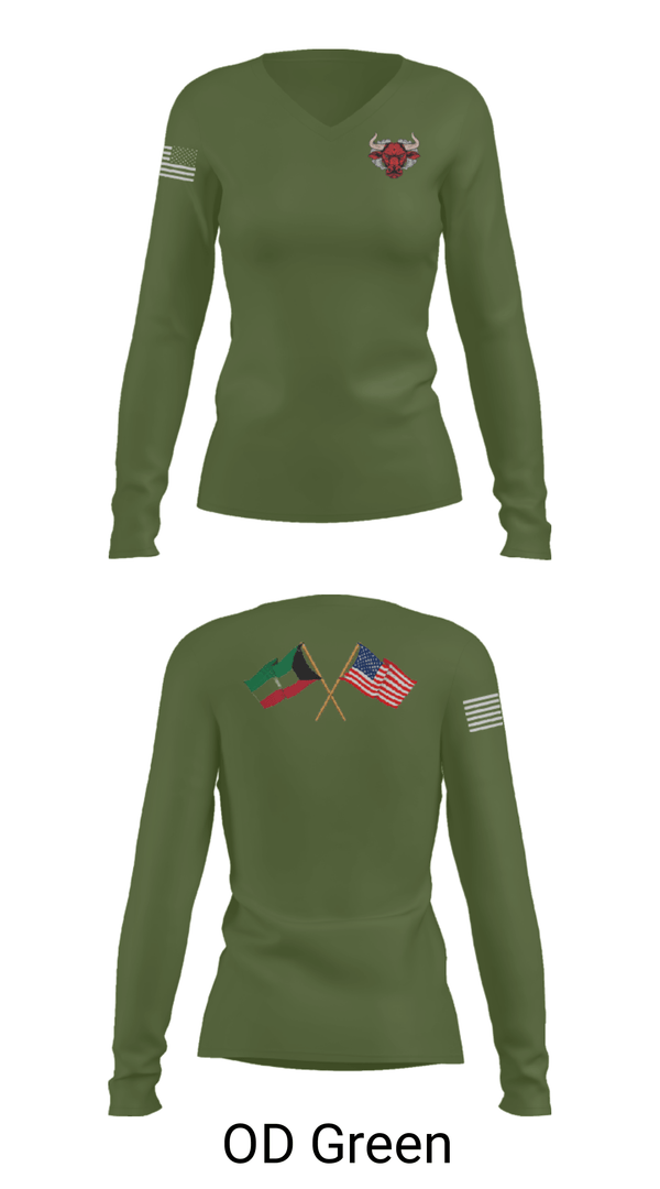 Women's Long Sleeve Vneck Shirt, 802 OD, Army, Teamtime, Team time, sublimation, custom sports apparel, team uniforms, spirit wear, spiritwear, sports uniforms, custom shirts, team store, custom team store, fundraiser sports, apparel fundraiser