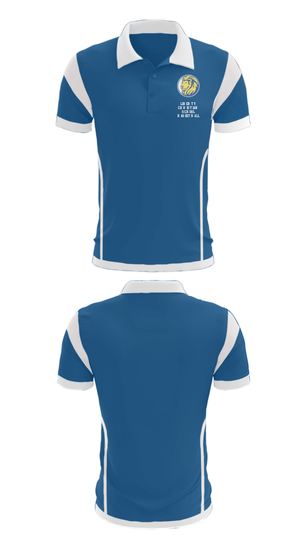 Short Sleeve Performance Polo, Liberty Christian School Basketball, Men's Basketball, Teamtime, Team time, sublimation, custom sports apparel, team uniforms, spirit wear, spiritwear, sports uniforms, custom shirts, team store, custom team store, fundraiser sports, apparel fundraiser