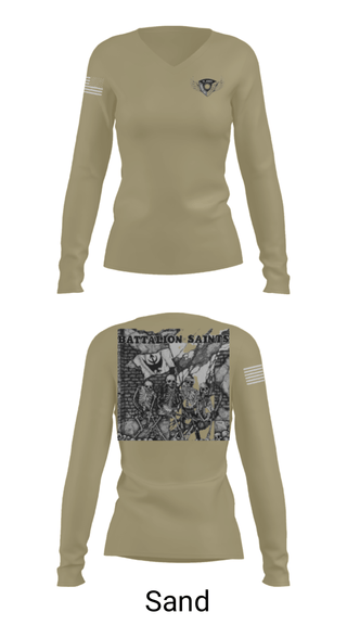Women's Long Sleeve Vneck Shirt, , Army, Teamtime, Team time, sublimation, custom sports apparel, team uniforms, spirit wear, spiritwear, sports uniforms, custom shirts, team store, custom team store, fundraiser sports, apparel fundraiser