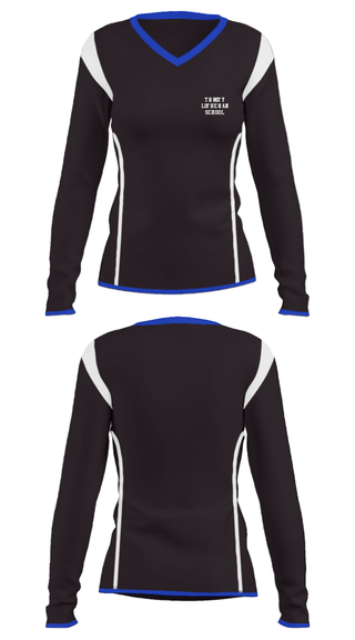 Women's Long Sleeve Vneck Shirt, Trinity Lutheran School, Spirit Store, Teamtime, Team time, sublimation, custom sports apparel, team uniforms, spirit wear, spiritwear, sports uniforms, custom shirts, team store, custom team store, fundraiser sports, apparel fundraiser