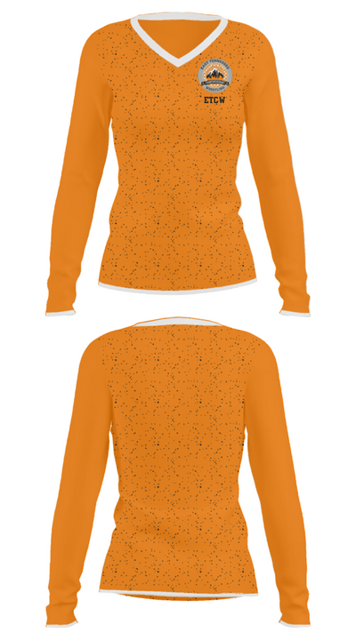ETCW 78028987 Women's Long Sleeve V-neck Shirt - 34