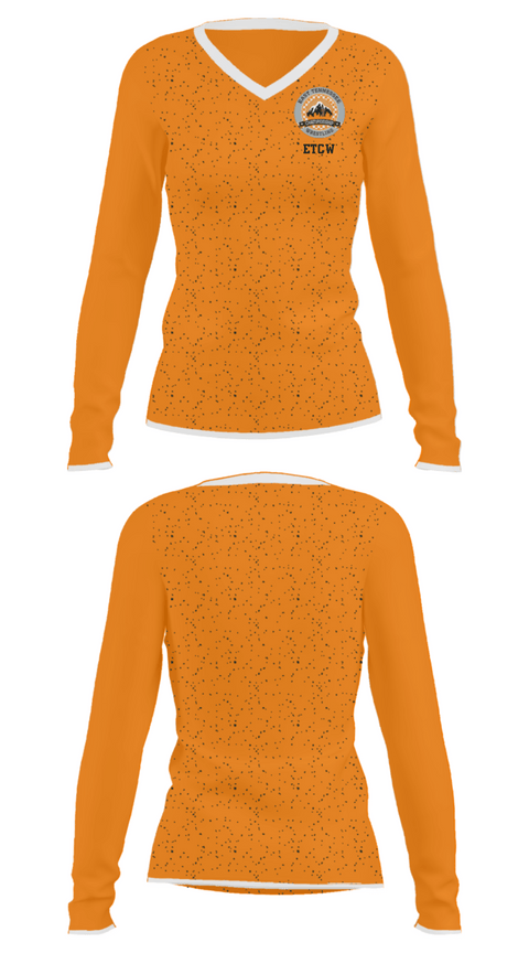 Women's Long Sleeve Vneck Shirt, ETCW, Wrestling, Teamtime, Team time, sublimation, custom sports apparel, team uniforms, spirit wear, spiritwear, sports uniforms, custom shirts, team store, custom team store, fundraiser sports, apparel fundraiser