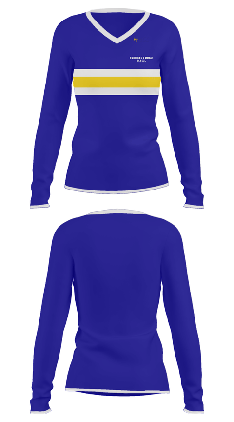 Women's Long Sleeve Vneck Shirt, Hancock Grammar School, Spirit Store, Teamtime, Team time, sublimation, custom sports apparel, team uniforms, spirit wear, spiritwear, sports uniforms, custom shirts, team store, custom team store, fundraiser sports, apparel fundraiser