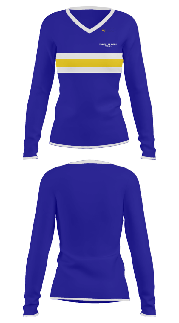 Women's Long Sleeve Vneck Shirt, Hancock Grammar School, Spirit Store, Teamtime, Team time, sublimation, custom sports apparel, team uniforms, spirit wear, spiritwear, sports uniforms, custom shirts, team store, custom team store, fundraiser sports, apparel fundraiser