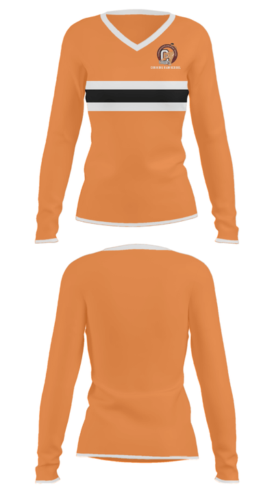Cunningham School 39568608 Women's Long Sleeve V-neck Shirt - 33