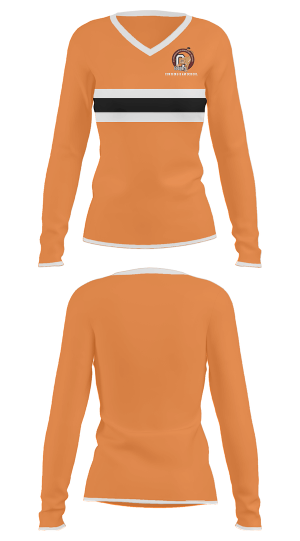 Women's Long Sleeve Vneck Shirt, Cunningham School, Men's Basketball, Teamtime, Team time, sublimation, custom sports apparel, team uniforms, spirit wear, spiritwear, sports uniforms, custom shirts, team store, custom team store, fundraiser sports, apparel fundraiser