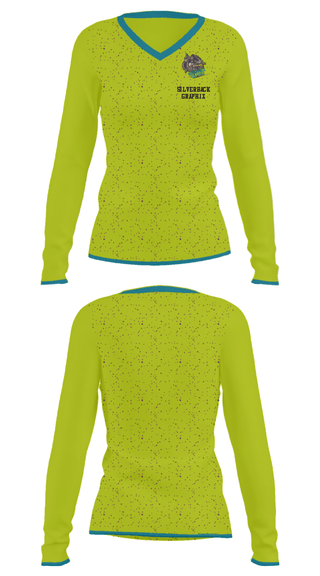 Women's Long Sleeve Vneck Shirt, Silverback Graphix, , Teamtime, Team time, sublimation, custom sports apparel, team uniforms, spirit wear, spiritwear, sports uniforms, custom shirts, team store, custom team store, fundraiser sports, apparel fundraiser