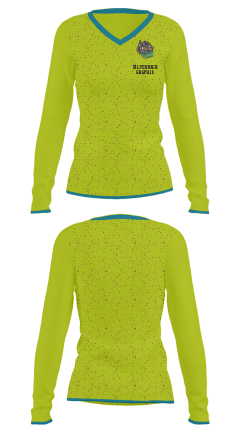 Women's Long Sleeve Vneck Shirt, Silverback Graphix, , Teamtime, Team time, sublimation, custom sports apparel, team uniforms, spirit wear, spiritwear, sports uniforms, custom shirts, team store, custom team store, fundraiser sports, apparel fundraiser