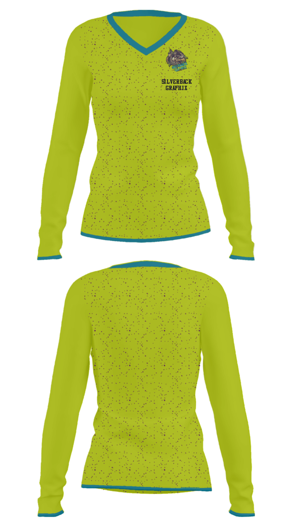 Women's Long Sleeve Vneck Shirt, Silverback Graphix, , Teamtime, Team time, sublimation, custom sports apparel, team uniforms, spirit wear, spiritwear, sports uniforms, custom shirts, team store, custom team store, fundraiser sports, apparel fundraiser