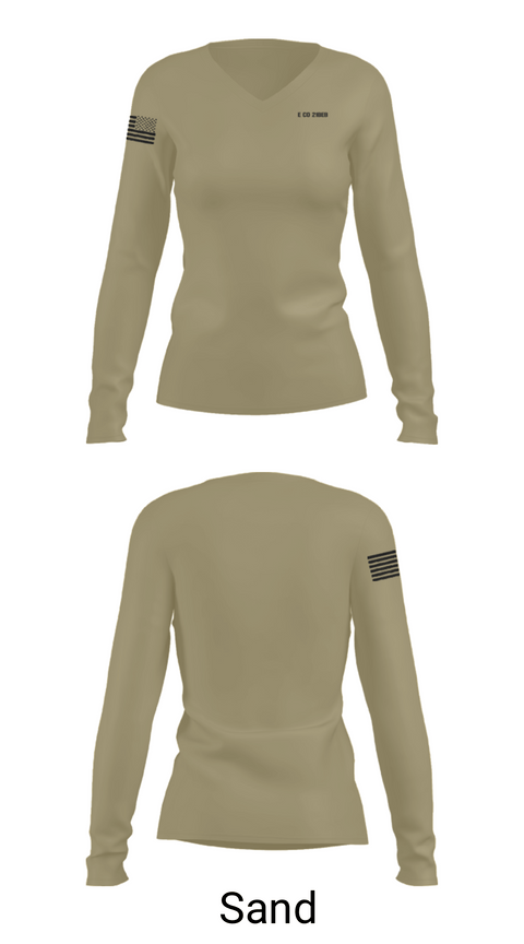 Women's Long Sleeve Vneck Shirt, E CO 21BEB, Army, Teamtime, Team time, sublimation, custom sports apparel, team uniforms, spirit wear, spiritwear, sports uniforms, custom shirts, team store, custom team store, fundraiser sports, apparel fundraiser
