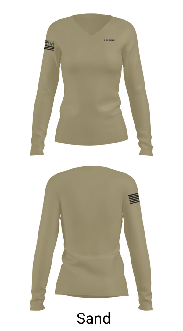 Women's Long Sleeve Vneck Shirt, E CO 21BEB, Army, Teamtime, Team time, sublimation, custom sports apparel, team uniforms, spirit wear, spiritwear, sports uniforms, custom shirts, team store, custom team store, fundraiser sports, apparel fundraiser