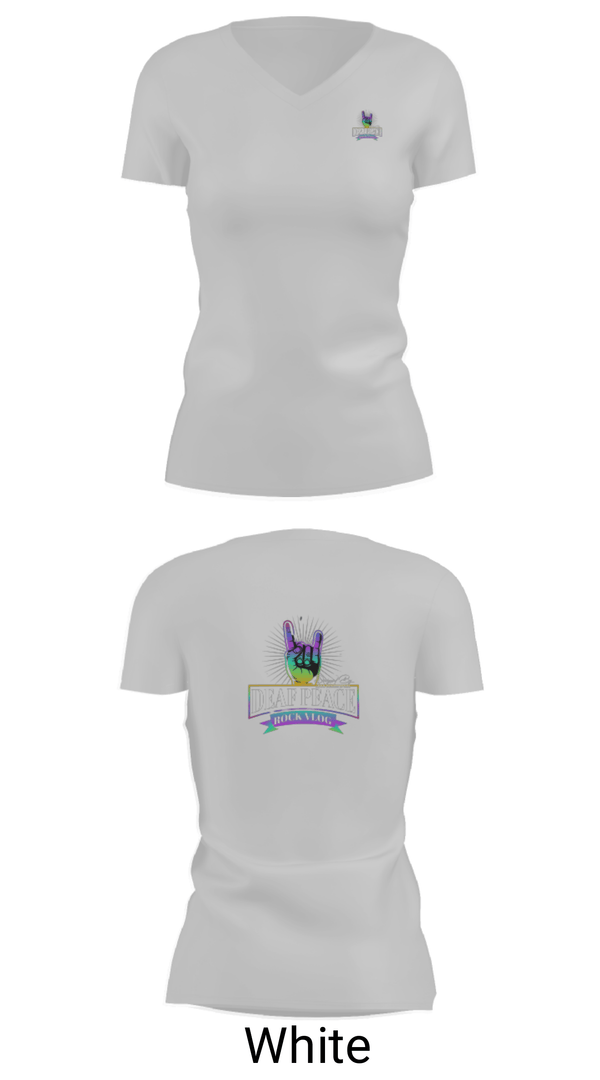 Women's Short Sleeve Vneck Shirt, DeafPeaceRockVlog, , Teamtime, Team time, sublimation, custom sports apparel, team uniforms, spirit wear, spiritwear, sports uniforms, custom shirts, team store, custom team store, fundraiser sports, apparel fundraiser