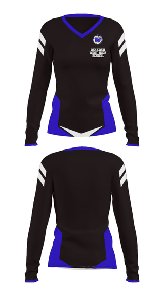 Women's Long Sleeve Vneck Shirt, Oshkosh West High School, Spirit Store, Teamtime, Team time, sublimation, custom sports apparel, team uniforms, spirit wear, spiritwear, sports uniforms, custom shirts, team store, custom team store, fundraiser sports, apparel fundraiser
