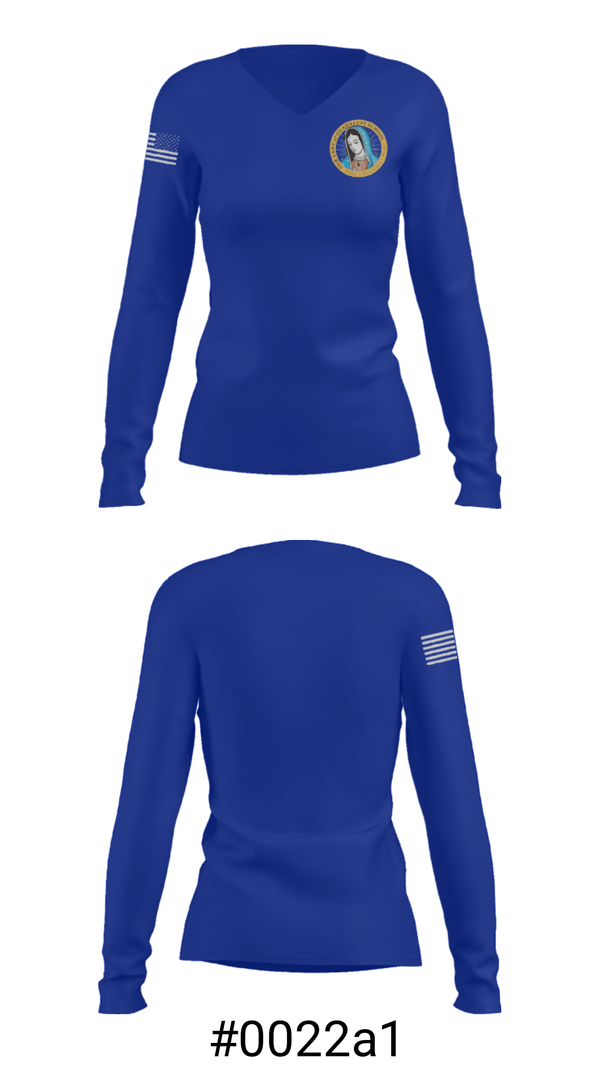 Women's Long Sleeve Vneck Shirt, Our Lady Of Guadalupe School, Spirit Store, Teamtime, Team time, sublimation, custom sports apparel, team uniforms, spirit wear, spiritwear, sports uniforms, custom shirts, team store, custom team store, fundraiser sports, apparel fundraiser