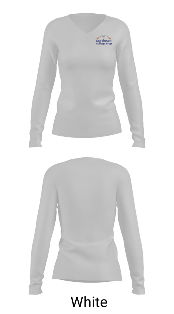 Women's Long Sleeve Vneck Shirt, Northeast College Preparatory Charter School, Spirit Store, Teamtime, Team time, sublimation, custom sports apparel, team uniforms, spirit wear, spiritwear, sports uniforms, custom shirts, team store, custom team store, fundraiser sports, apparel fundraiser