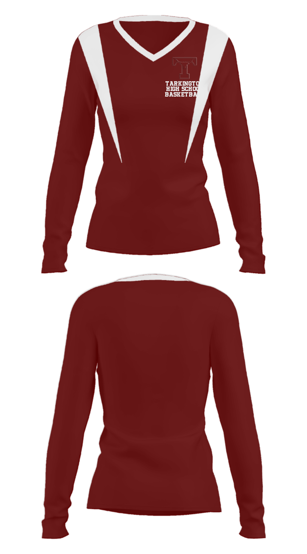 Women's Long Sleeve Vneck Shirt, Tarkington High School Basketball, Women's Basketball, Teamtime, Team time, sublimation, custom sports apparel, team uniforms, spirit wear, spiritwear, sports uniforms, custom shirts, team store, custom team store, fundraiser sports, apparel fundraiser