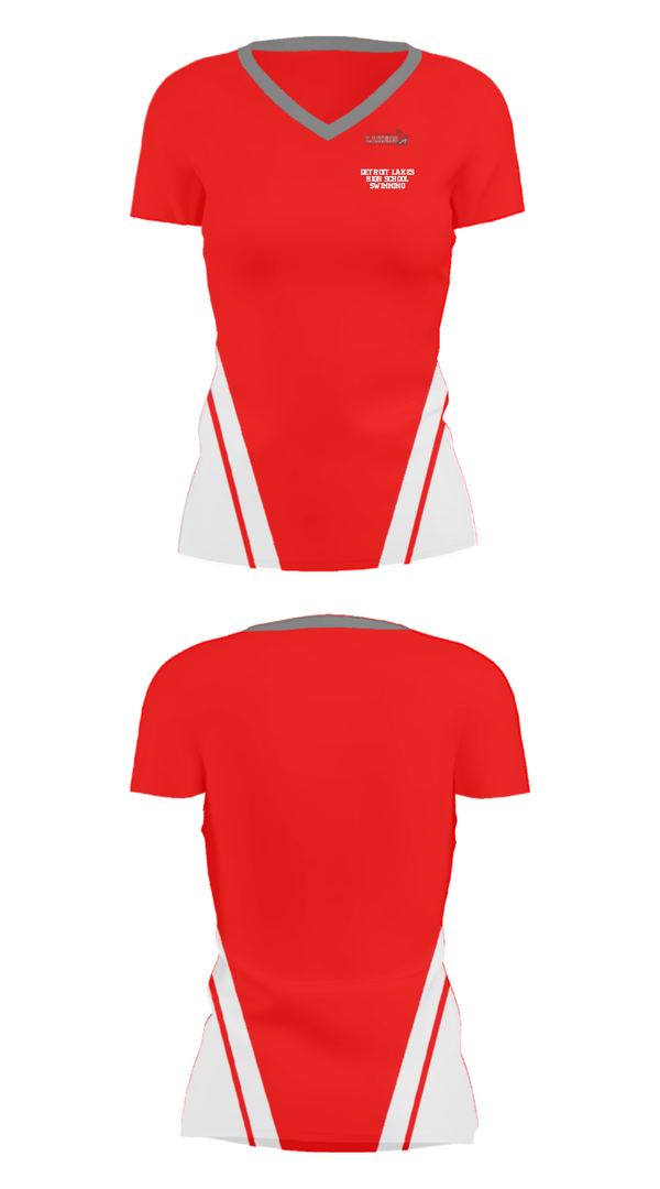 Women's Short Sleeve Vneck Shirt, Detroit Lakes High School Swimming, Swimming, Teamtime, Team time, sublimation, custom sports apparel, team uniforms, spirit wear, spiritwear, sports uniforms, custom shirts, team store, custom team store, fundraiser sports, apparel fundraiser