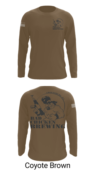 Long Sleeve Performance Shirt, Bad Chicken Brewing, Army, Teamtime, Team time, sublimation, custom sports apparel, team uniforms, spirit wear, spiritwear, sports uniforms, custom shirts, team store, custom team store, fundraiser sports, apparel fundraiser
