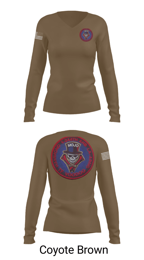 Women's Long Sleeve Vneck Shirt, 1-244th AASF, National Guard, Teamtime, Team time, sublimation, custom sports apparel, team uniforms, spirit wear, spiritwear, sports uniforms, custom shirts, team store, custom team store, fundraiser sports, apparel fundraiser