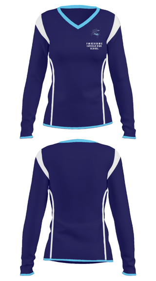 Women's Long Sleeve Vneck Shirt, Parkersburg Catholic High School, Spirit Store, Teamtime, Team time, sublimation, custom sports apparel, team uniforms, spirit wear, spiritwear, sports uniforms, custom shirts, team store, custom team store, fundraiser sports, apparel fundraiser