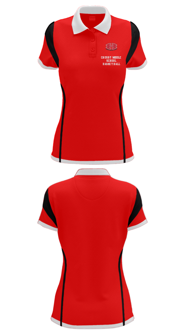 Women's Short Sleeve Performance Polo, Crosby Middle School Basketball, Women's Basketball, Teamtime, Team time, sublimation, custom sports apparel, team uniforms, spirit wear, spiritwear, sports uniforms, custom shirts, team store, custom team store, fundraiser sports, apparel fundraiser
