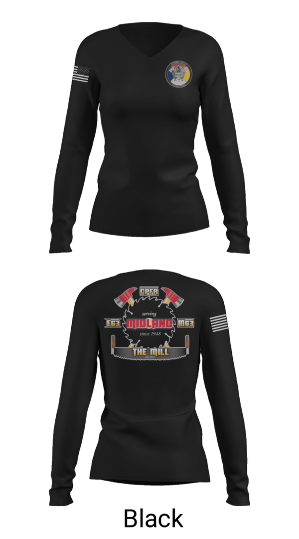 Women's Long Sleeve Vneck Shirt, Hazmat 63 C, Fire Department, Teamtime, Team time, sublimation, custom sports apparel, team uniforms, spirit wear, spiritwear, sports uniforms, custom shirts, team store, custom team store, fundraiser sports, apparel fundraiser