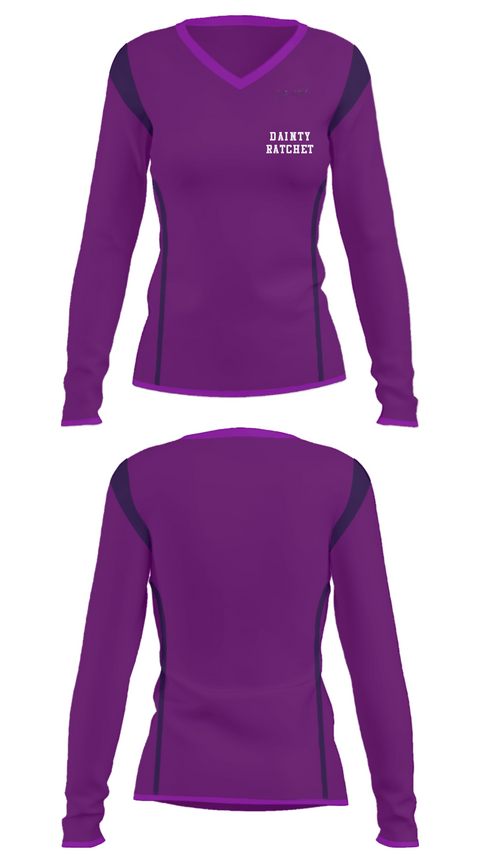 Women's Long Sleeve Vneck Shirt, Dainty Ratchet, , Teamtime, Team time, sublimation, custom sports apparel, team uniforms, spirit wear, spiritwear, sports uniforms, custom shirts, team store, custom team store, fundraiser sports, apparel fundraiser