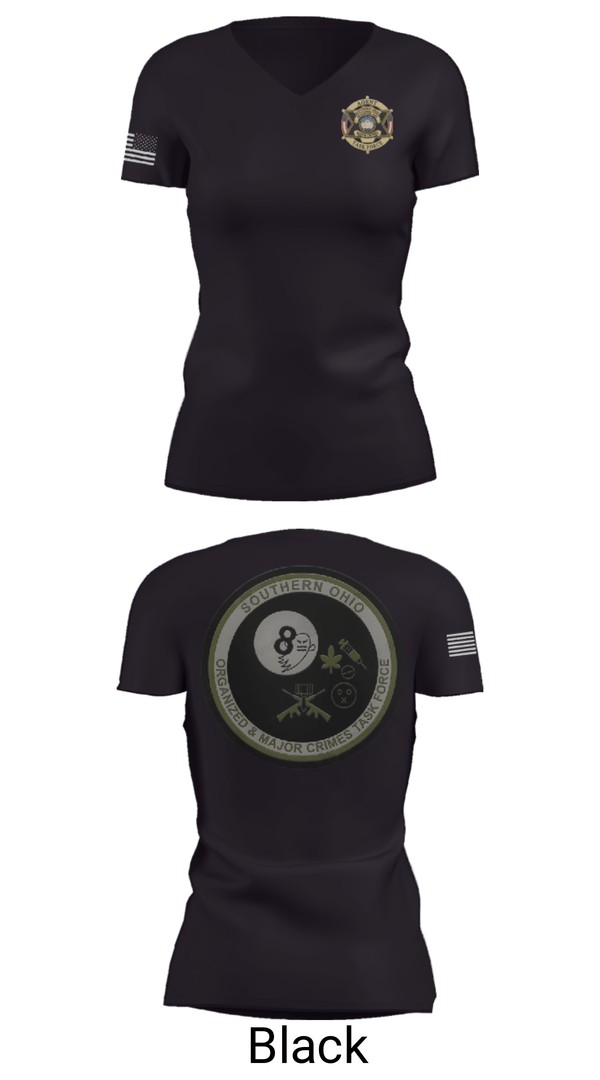 Women's Short Sleeve Vneck Shirt, Southern Ohio Organized and Major Crimes Task Force, Police, Teamtime, Team time, sublimation, custom sports apparel, team uniforms, spirit wear, spiritwear, sports uniforms, custom shirts, team store, custom team store, fundraiser sports, apparel fundraiser